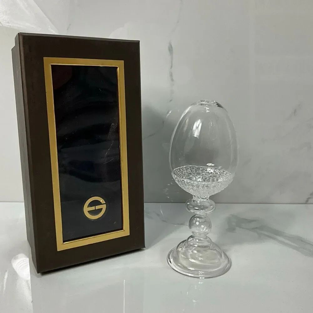 GS Glass Pedestal Egg Bud Vase